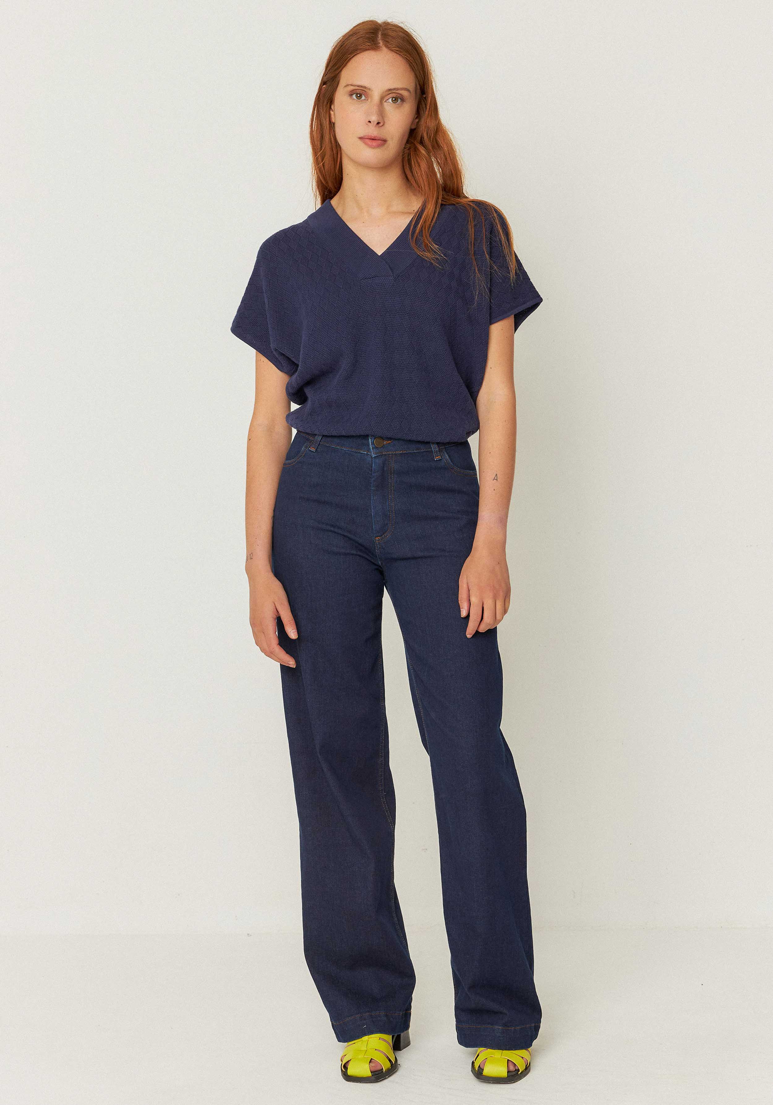 SKFK Kurzarmpullover Garazi Navy Violet