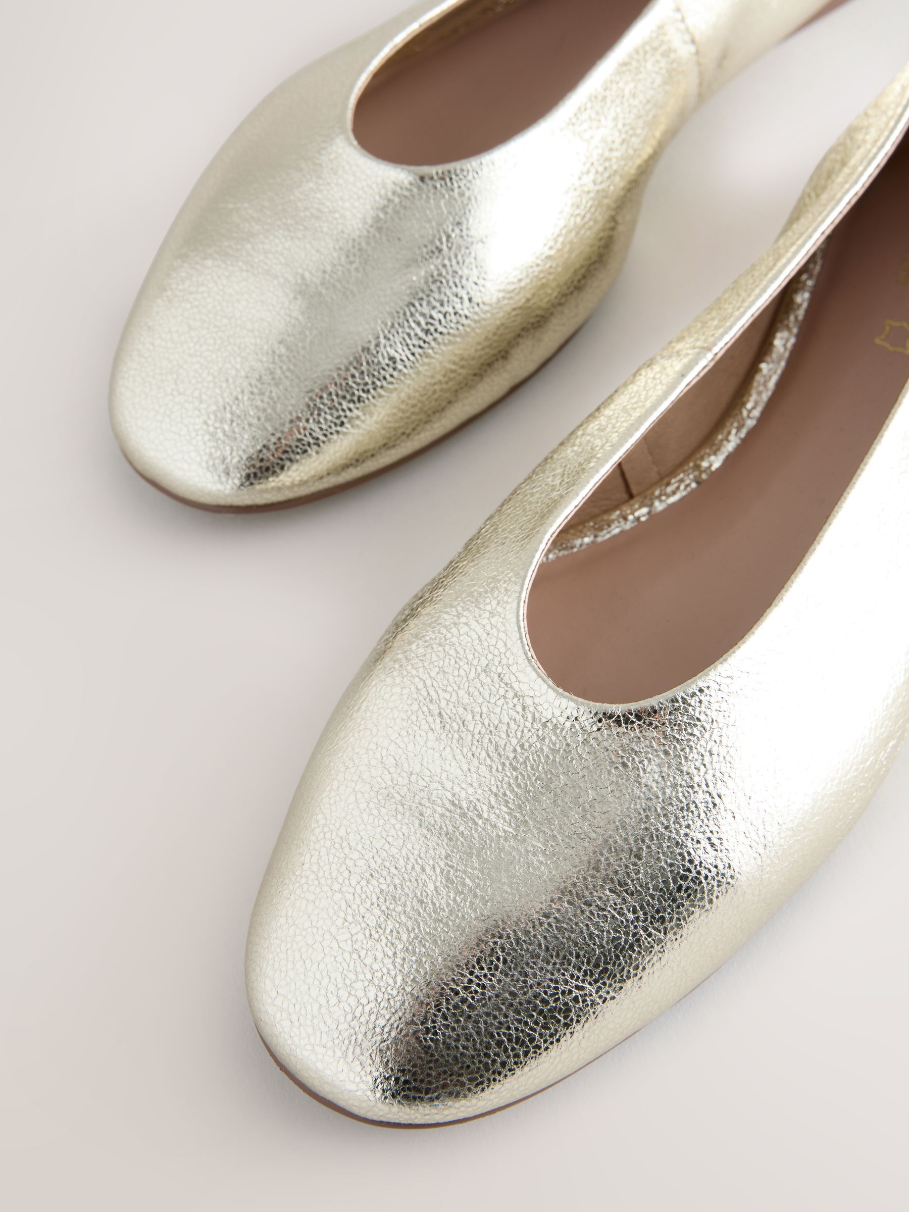 Goud - Leren ballerina met ronde neus