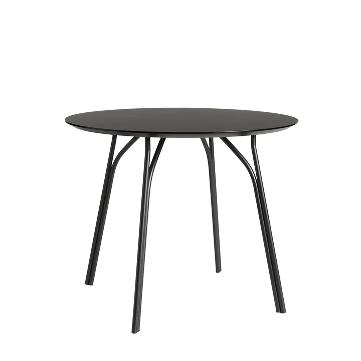 Woud - Tree Tisch Ø 90 cm, Tischplatte charcoal / Beine schwarz