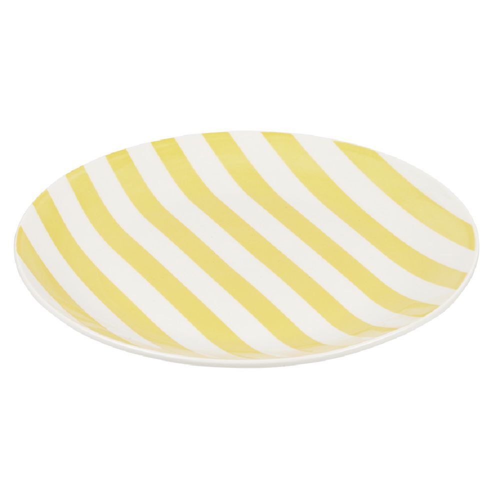 Assiette à dessert porcelaine rayure bicolore Ø16cm