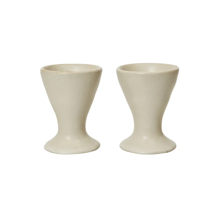 Ferm Living - Flow Eierbecher, off-white gesprenkelt (2er Set)