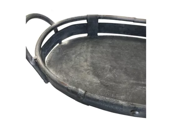 Set de 3 plateaux en métal gris L.47-40-31 cm
