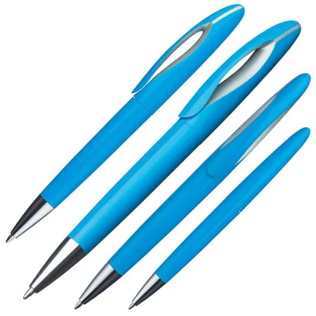 Easy Gifts Dreh-Kugelschreiber aus Kunststoff, hellblau, 10 Stück