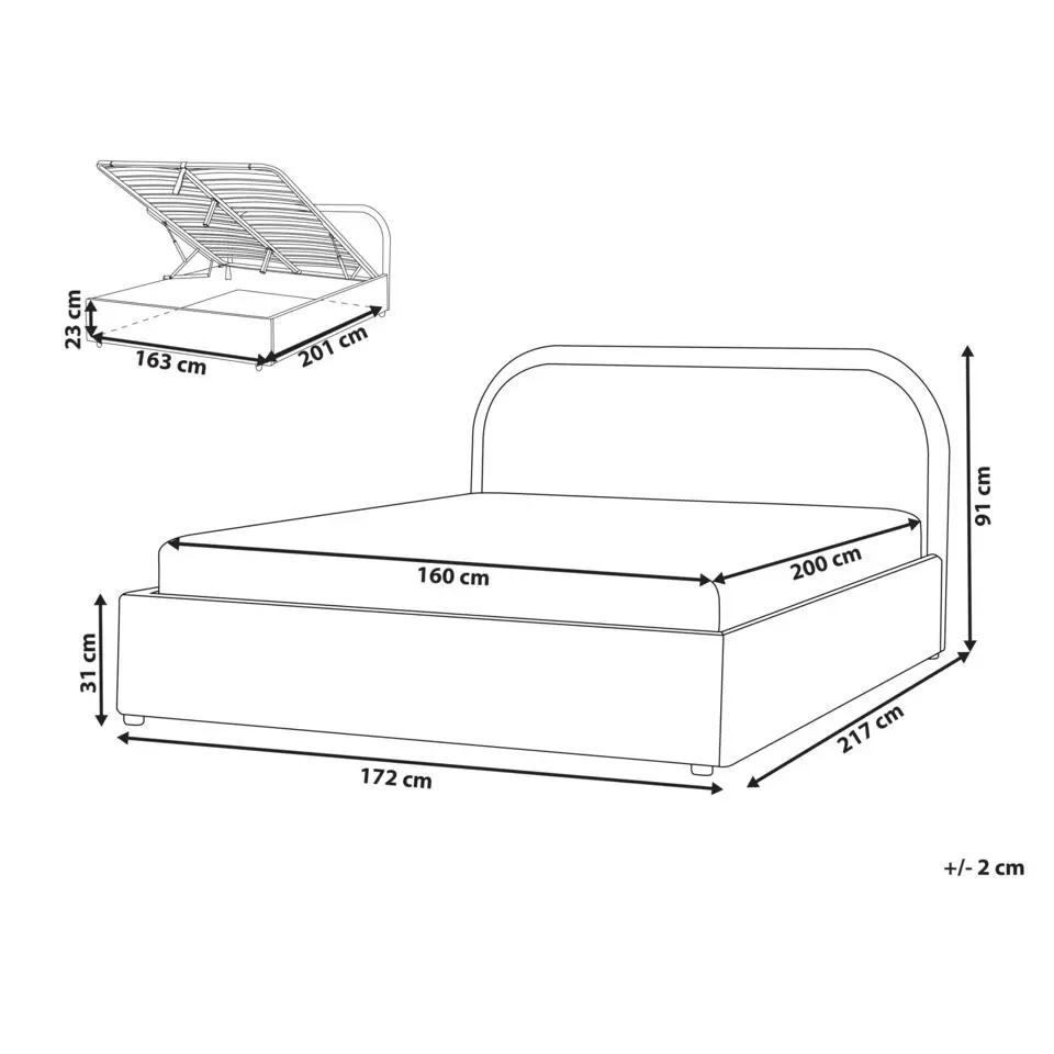 QUILLIEN - Bed met opbergruimte - Beige - 160 x 200 cm - Polyester