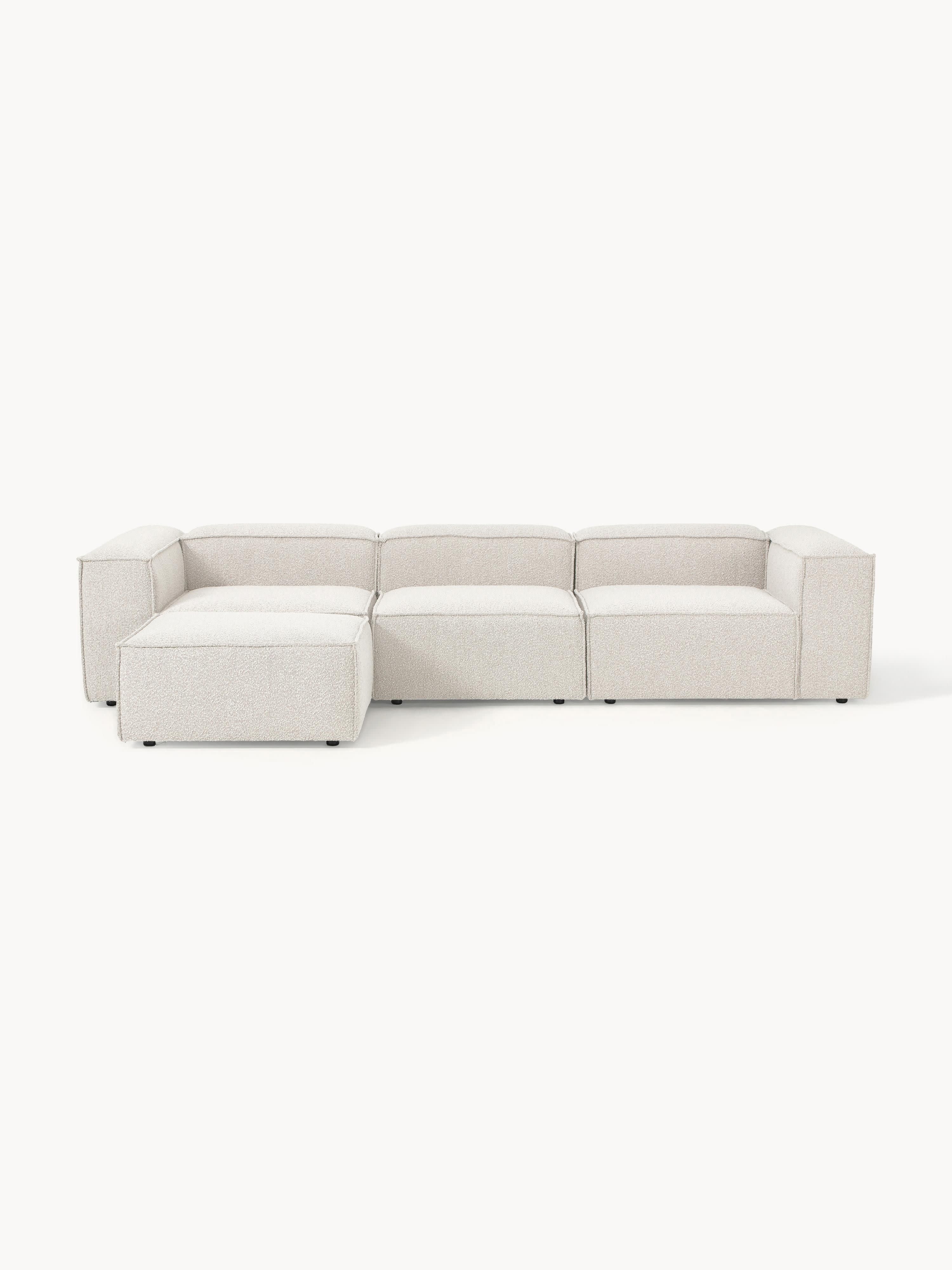 Modulaire bank Lennon (4-zits) uit bouclé met poef (links/rechts)