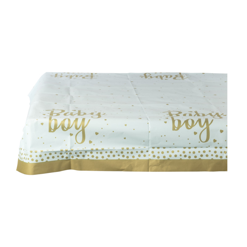 Tafelkleed baby boy - blauw/goud - 136x220 cm