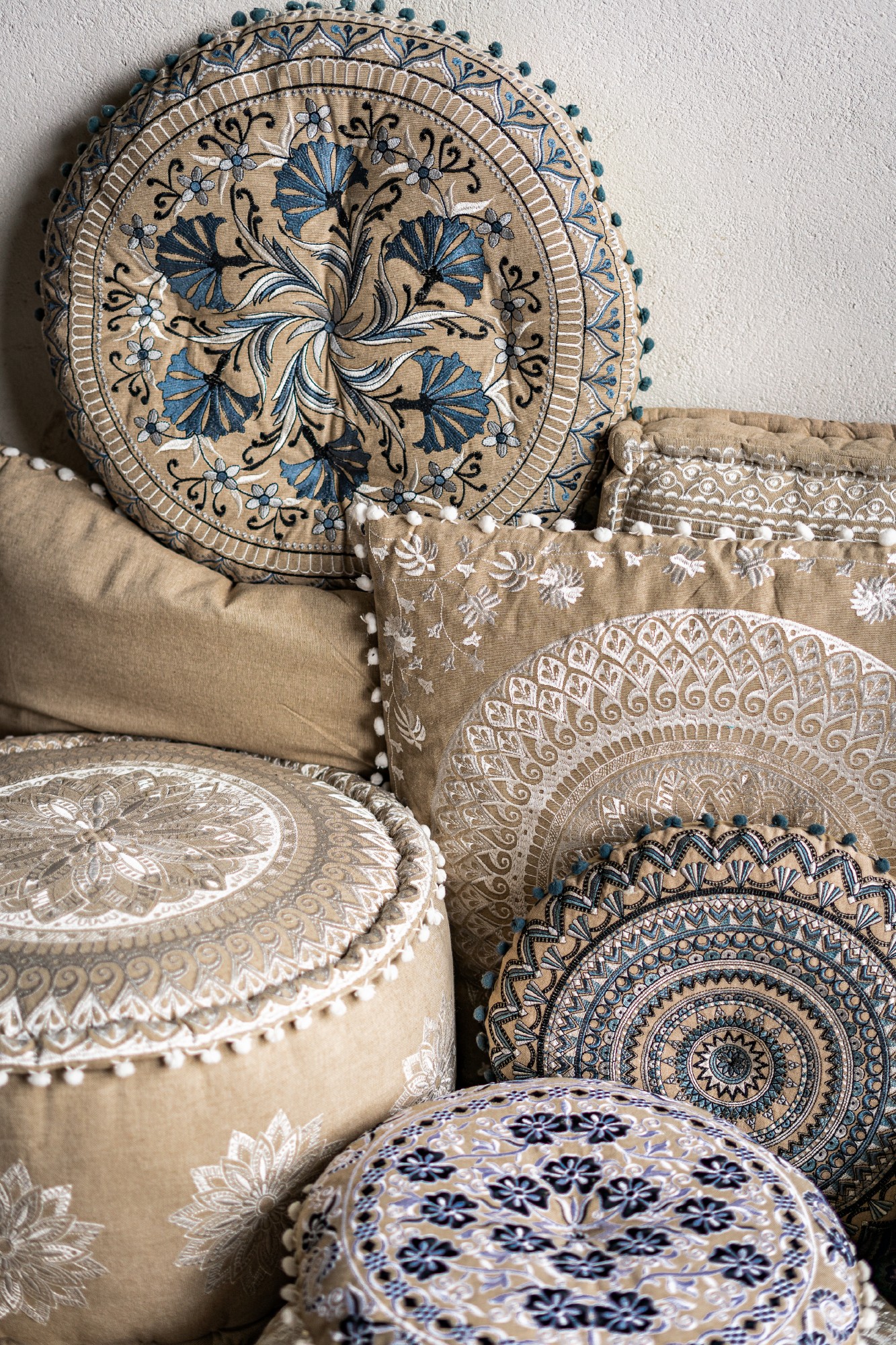 Pouf 'New Mandala', Ø 50 cm, H 30 cm von fischer's lagerhaus