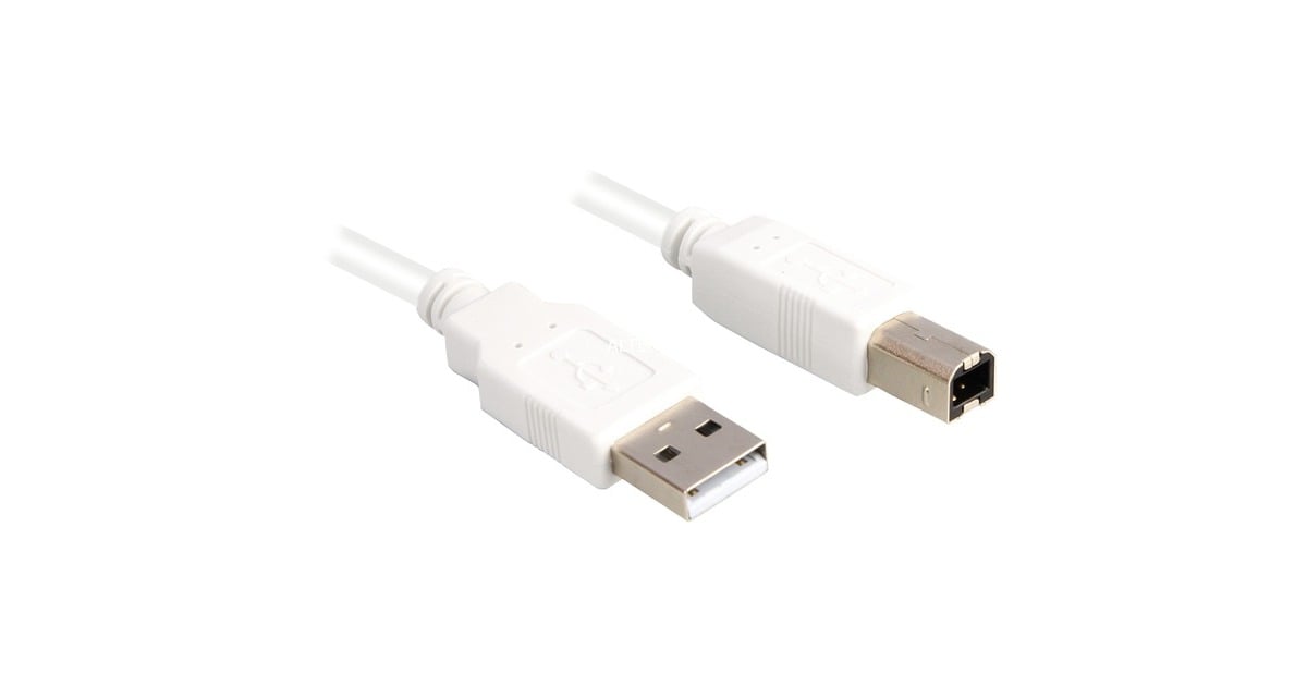 SharkoonUSB 2.0 Kabel, USB-A > USB-B  (Wit, 0,5 meter)