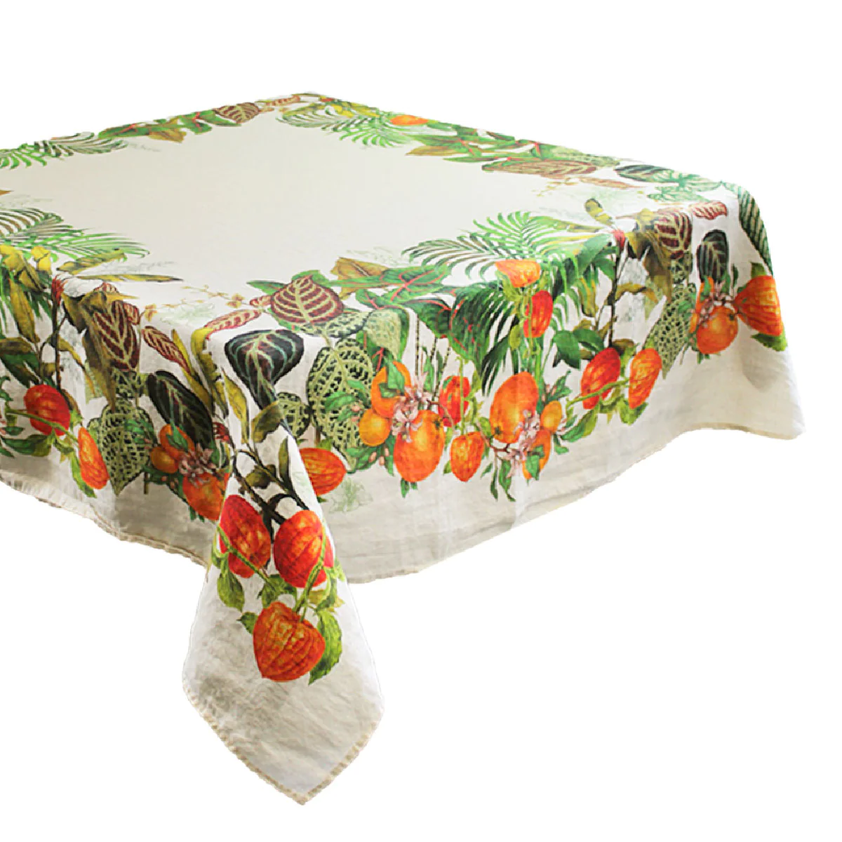 Nappe pur lin multicolore 115x115 Garnier Thiebaut