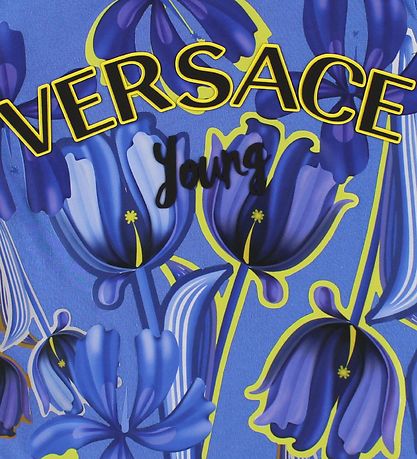 Young Versace T-Shirt - Blau m. Blumen