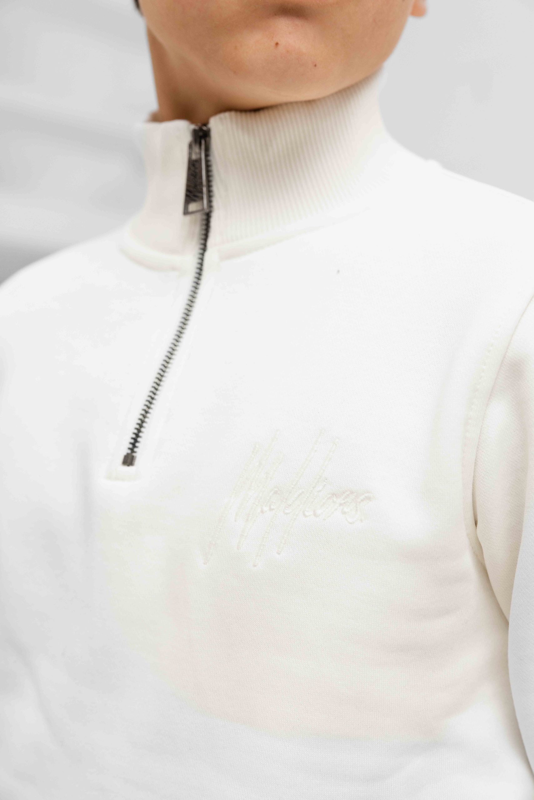 Malelions Turtle Half Zip Sweater Kids Gebroken Wit