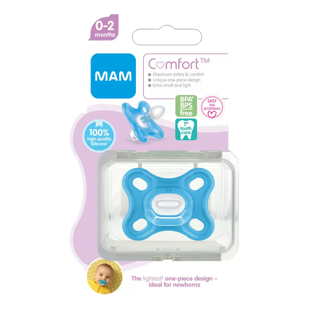 MAM Comfort Silikone Sut 0-3 mdr. - Blå