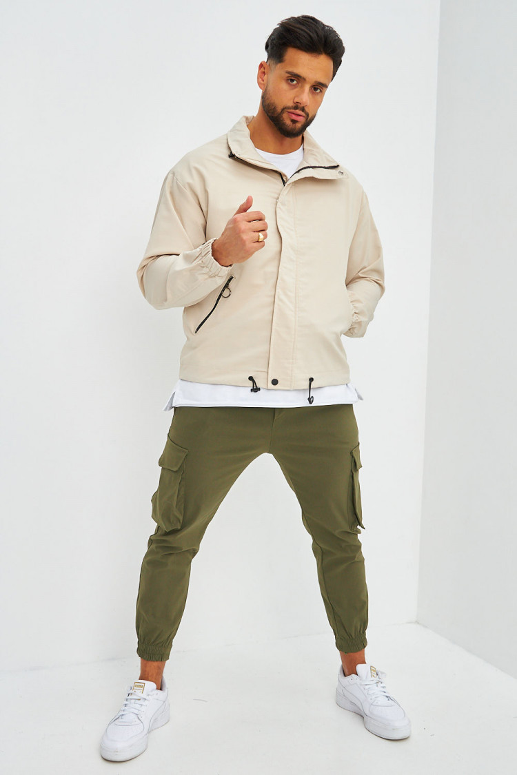 Veste beige col montant