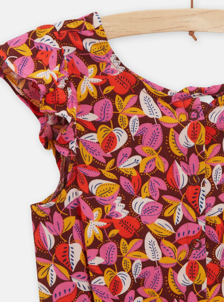 Combi-short ouvert au dos imprimé feuilles pour fille