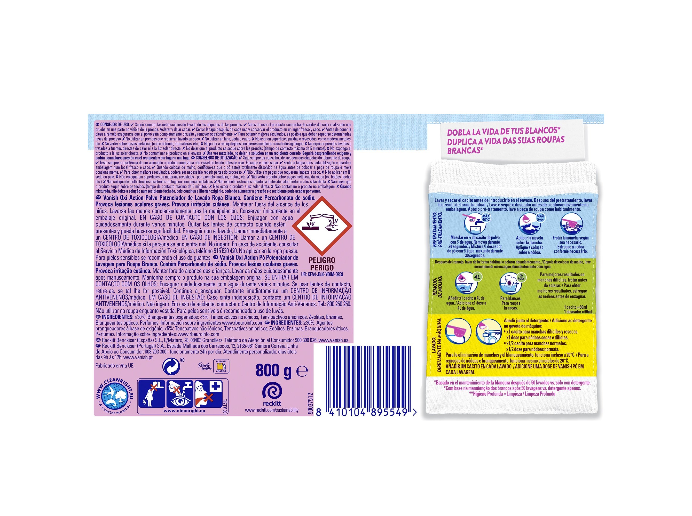 ADITIVO TIRA NÓDOAS PÓ OXI ACTION BRANCOS VANISH 800G