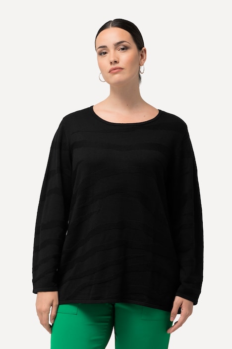 Jacquard-Pullover, Zebramuster, U-Boot-Ausschnitt, Langarm