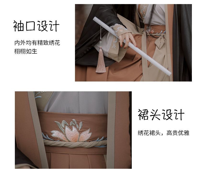 Francoix - Hanfu-kostuumset met lange mouwen en borduurwerk