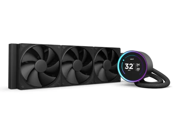 NZXT Kraken Elite 360 - Processors flydende kølesystem - med LCD-display - Radiatorstørrelse: 360 mm - (for: LGA1851, LGA1700, LGA1200, LGA115x Socket, AM4, AM5) - kobber - 120 mm - mat sort