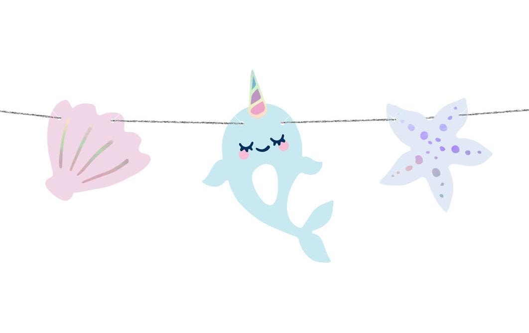 Girlande Narwal 1 m, Blau/Rosa/ViolettNarwal-Girlande