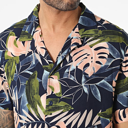 Chemise Manches Courtes Bleu Marine Floral