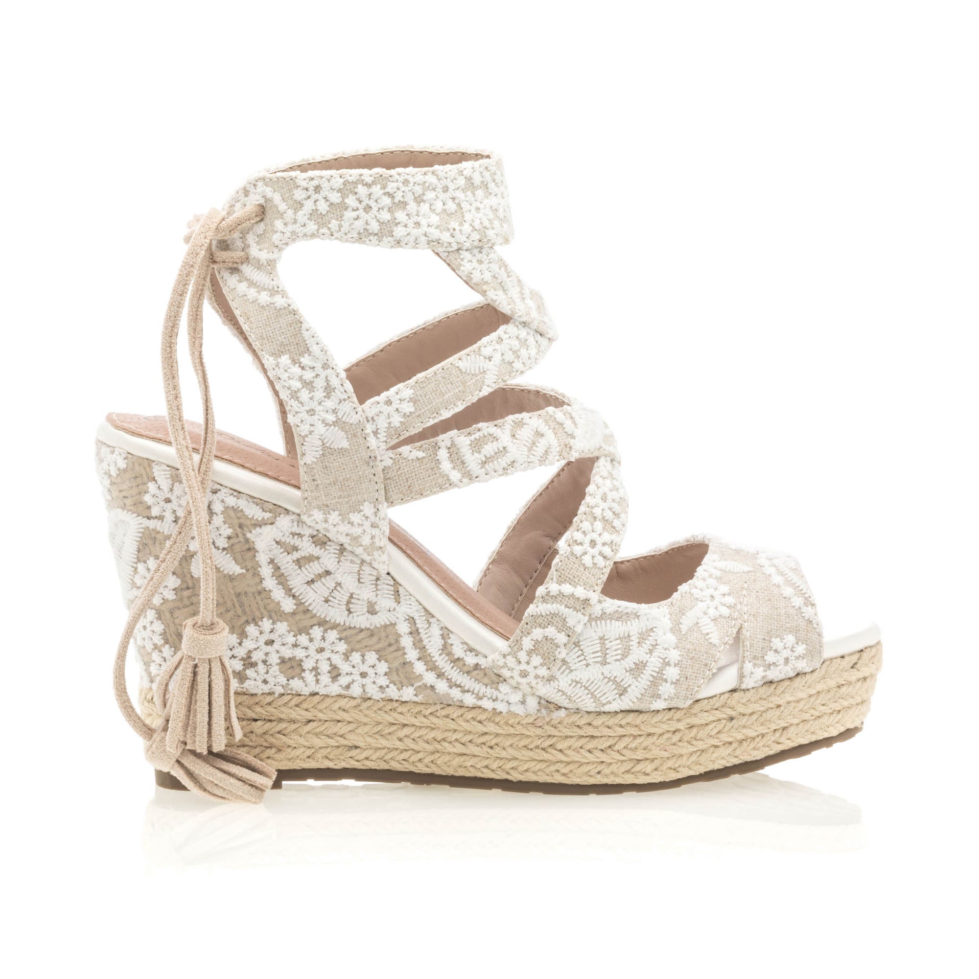 Espadrilles à talon compensé Femme blanc