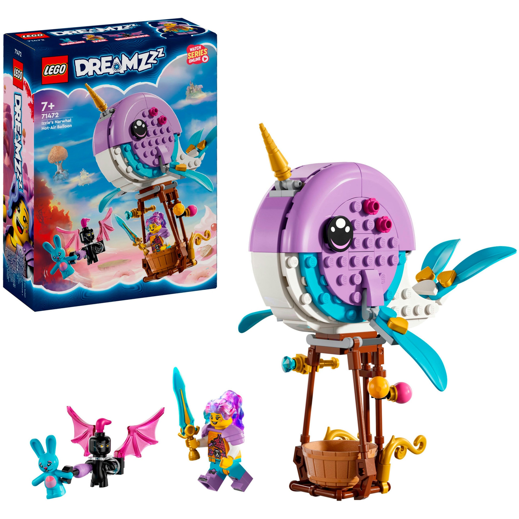 LEGO Konstruktionsspielzeug DreamZzz Izzies Narwal-Heißluftballon