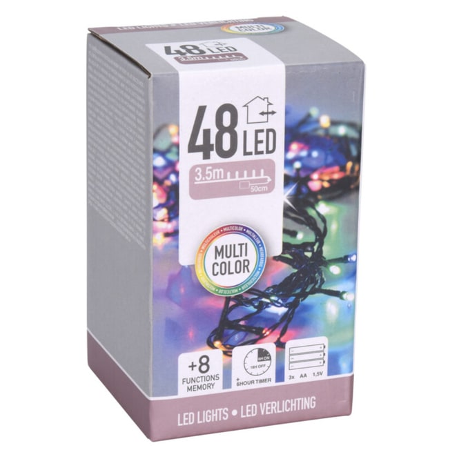 48er LED-Lichterkette - ca. 3,6 m - bunt