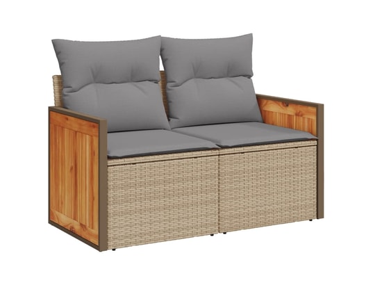 VIDAXL - Salon extérieur Salon de jardin avec coussins 10 pcs beige résine tressée