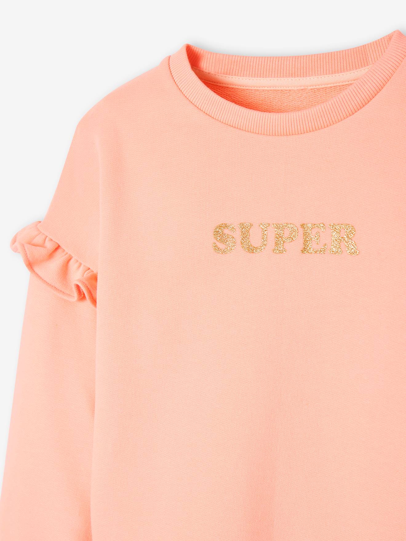 Blusa de moletom com babados personalizável para meninas, cor ferrugem