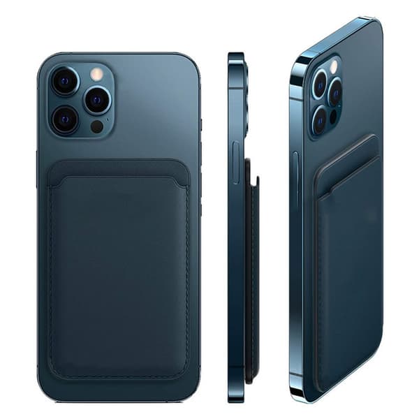 INF Magnetisk kortholder til iPhone 12/13-serie, sort kunstskinn