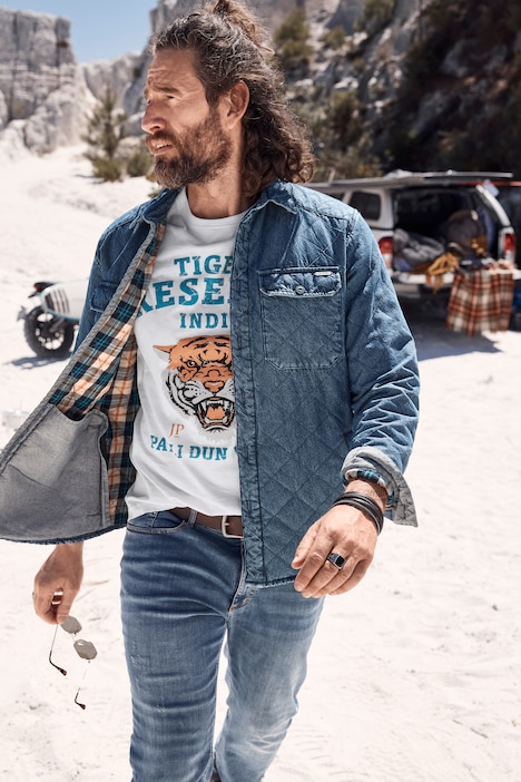 Hemd, Stepp-Overshirt, Denim, Vintage Look, Kentkragen