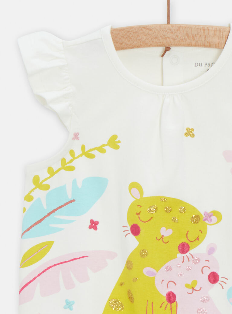 Grenouillère écrue fantaisie pour bébé fille