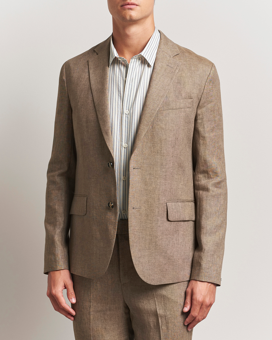 J.Lindeberg Elton Unlined Super Linen Blazer Nutmeg