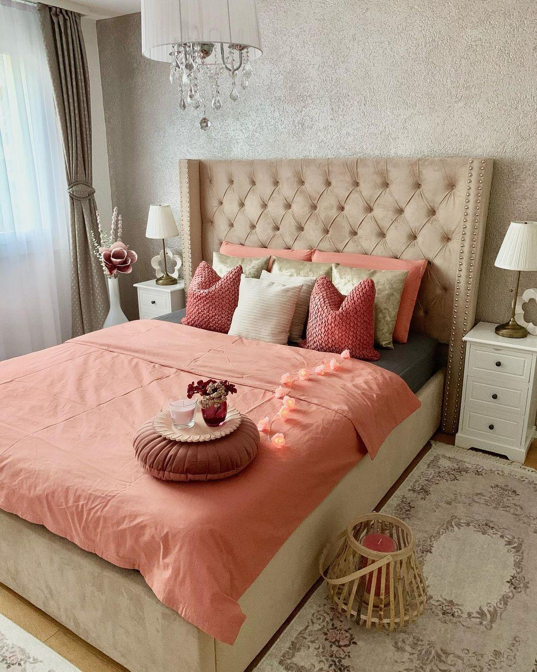 Bed Fluweel LUBBON 180 x 200 cm Beige