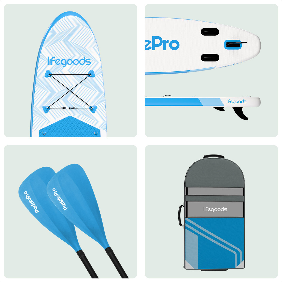 LifeGoods Allround Compact SUP Board met zitje - Sky Blue