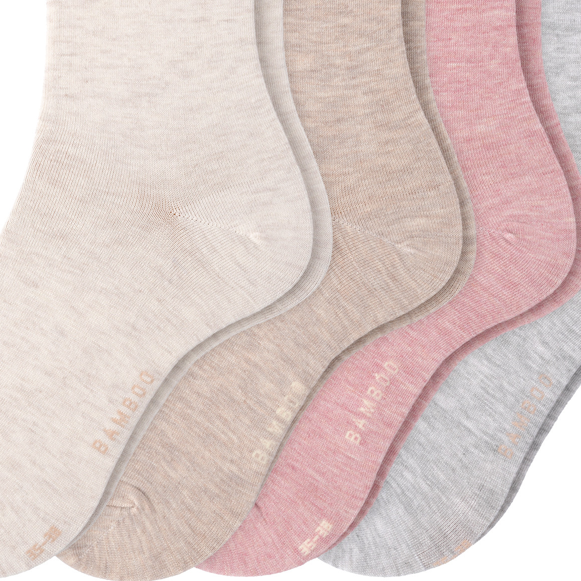 Gina Benotti 4 Paar Damen Socken mit Viskose hellgrau / rosa / beige