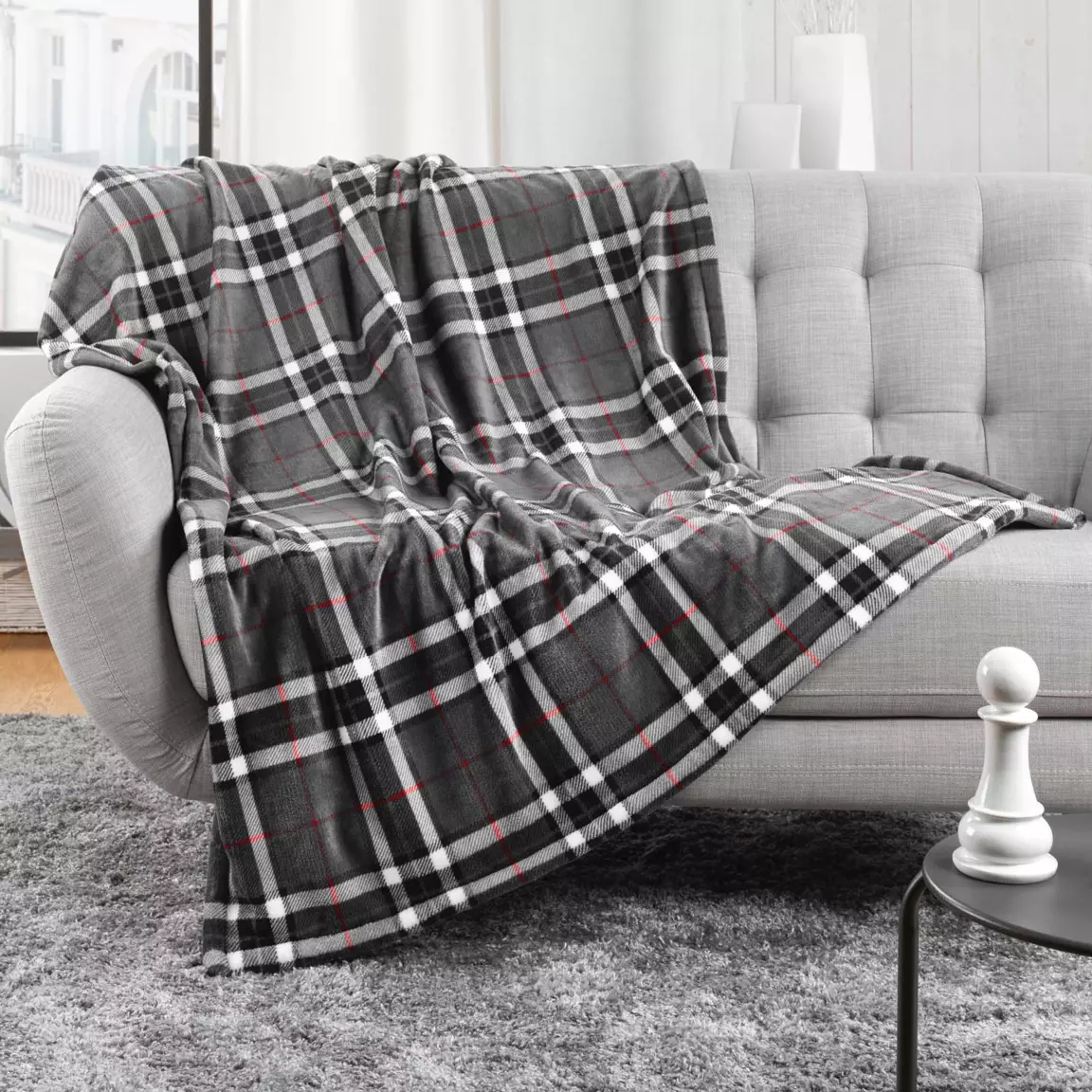 Plaid polaire avec poche (125 x 150 cm) Scottish Gris