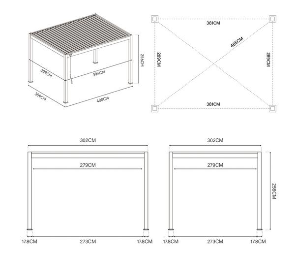 Weide Classic Pergola 3x4 Alu-Stahl, ca.