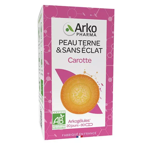 Arkopharma Arkogélules Pele Opaca e Sem Luminosidade Cenoura Orgânica 80 cápsulas