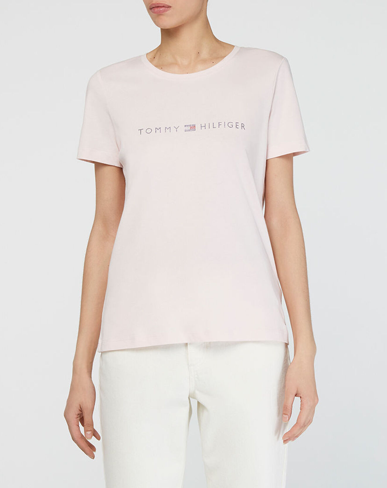 Tommy Hilfiger T-Shirt Basic Logo Paillette rose poudré