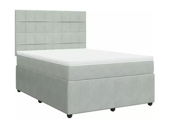 Sommier à lattes de lit et matelas Gris clair 140x190cm Velours