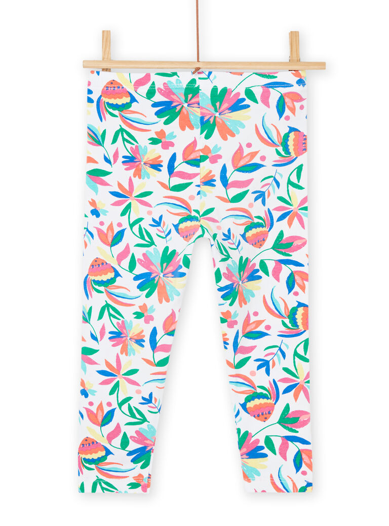Legging blanc à imprimé fleurs