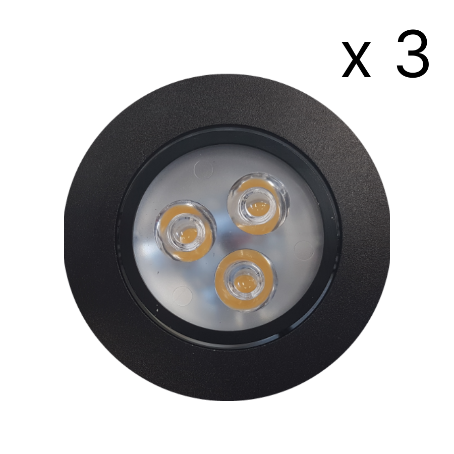 NJOY verlichtingsset met 3 LED spots 85mm 3W zwart