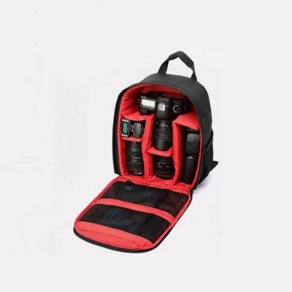 Spritzwassergeschützte DSLR Kamera Compact Backpack Tasche Tragetasche - Schwarz / Rot