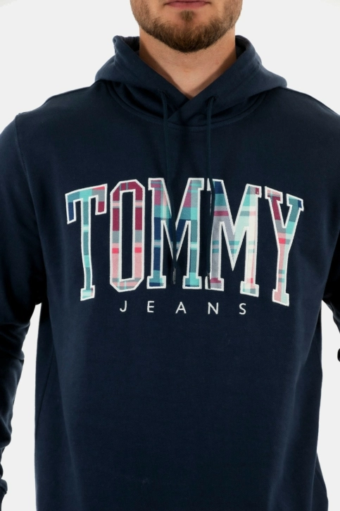 sweat tommy jeans reg tartan bleu