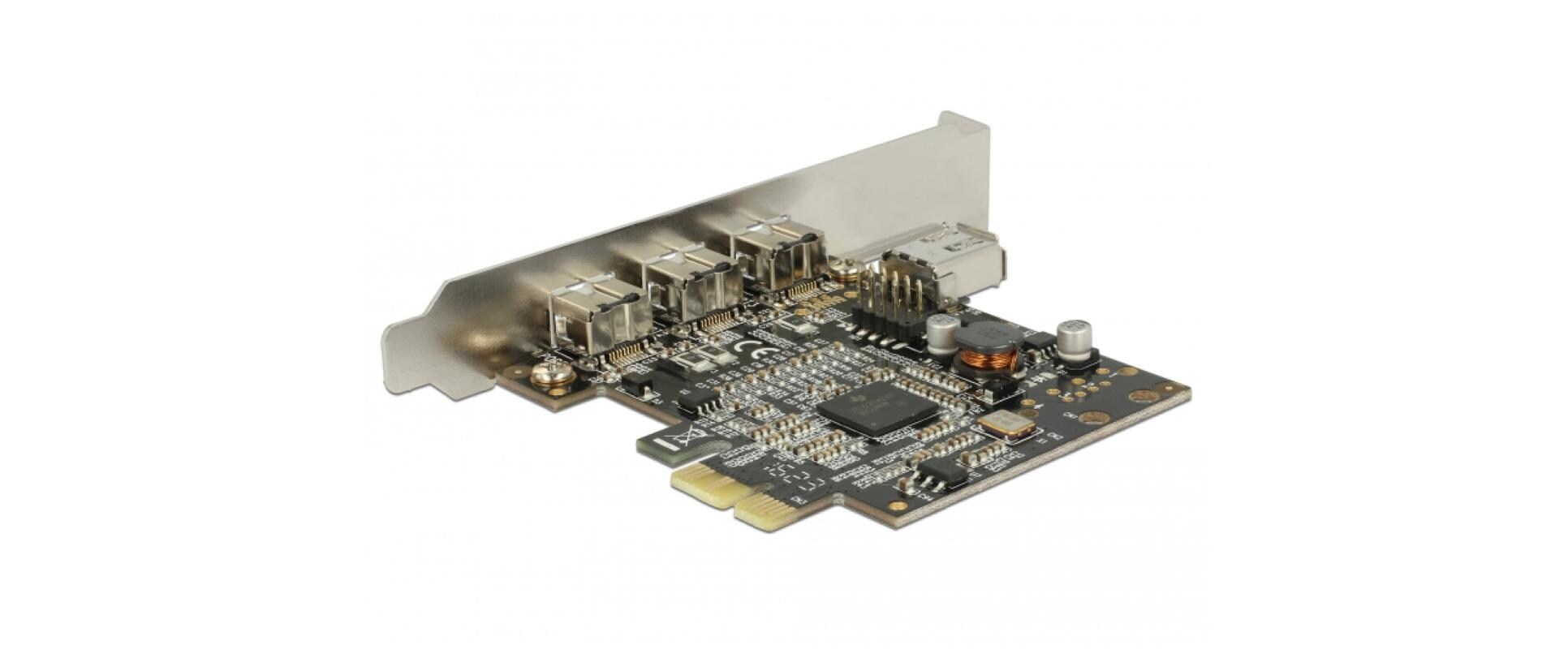 PCI-Express-Karte 3x FW B extern + 1x intern FW APCI Express Karte mit 3 externen FireWire B- und einem internen FireWire A-Anschluss