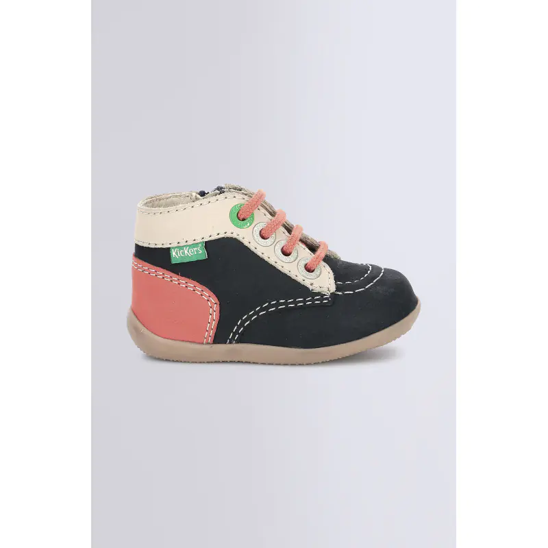 BONZIP MARINE BEIGE ORANGE BOTTILLONS Cuir Mixte