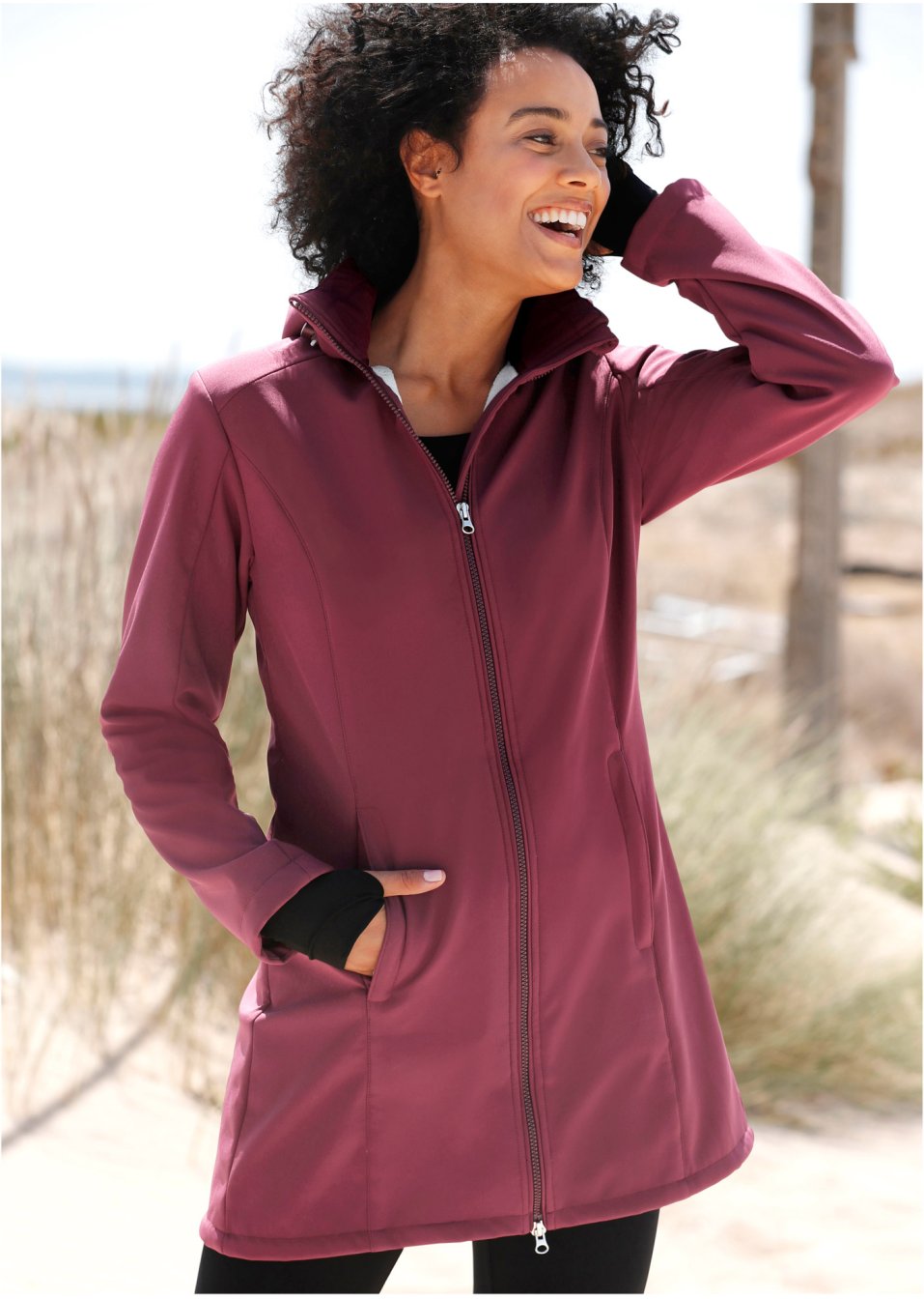Veste longue softshell fonctionnelle avec polaire peluche