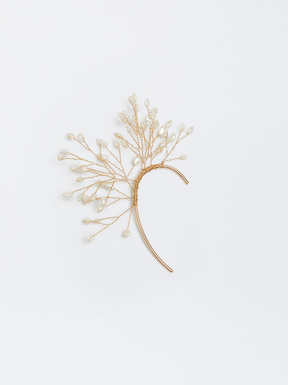 Brinco de pressão com pérolas de água doce - Branco