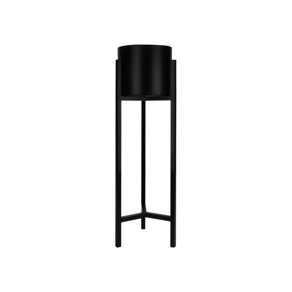 QUVIO Plantenstandaard inclusief pot - 22 x 22 x 75 cm - Metaal - Zwart - M